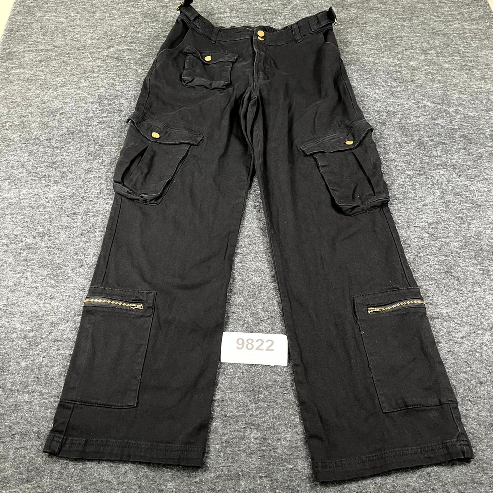Honey Peach Cargo Pants Womens Large Black Cotton Stretch Hiking Camping Outdoor